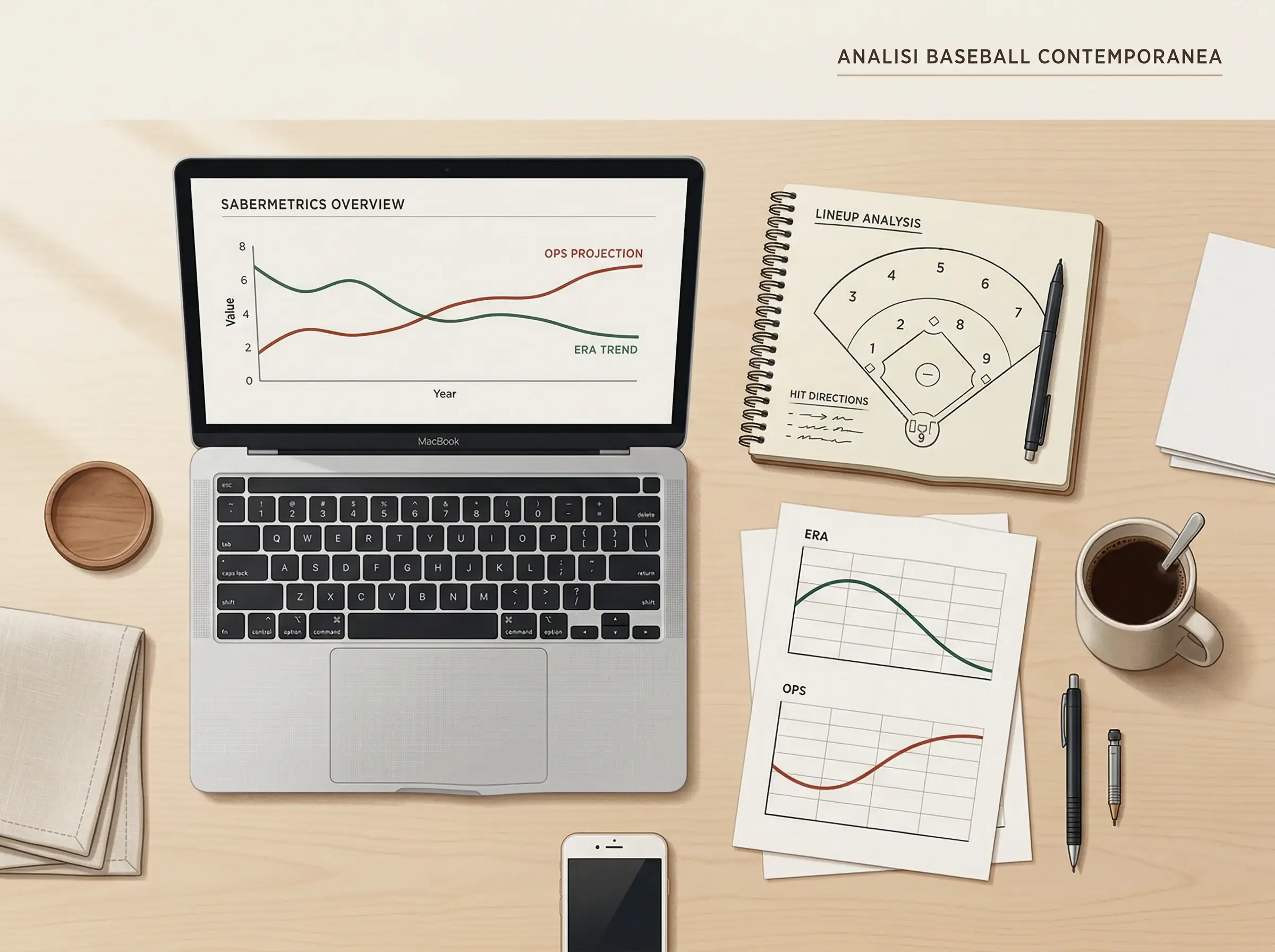 Analista che studia grafici statistici e dati sabermetrici per le scommesse sul baseball
